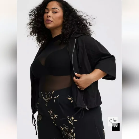 NWT Cropped Zip-Up Hoodie 1X - Picture 3 of 10